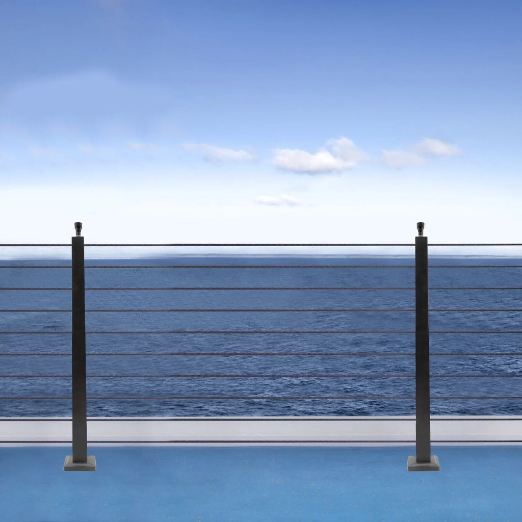 Railing Level Post Steel Cable Stainless for Two Railing Post System Deck Concrete Sides Wood Pre-Drilled Fence Cable 36''x2''x2'' Square Level
