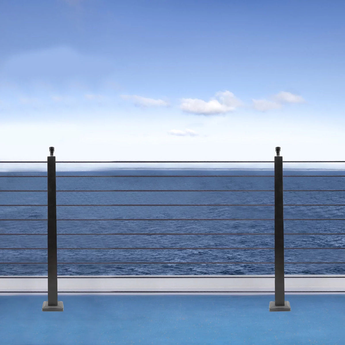 Railing Level Post Steel Cable Stainless for Two Railing Post System Deck Concrete Sides Wood Pre-Drilled Fence Cable 36''x2''x2'' Square Level