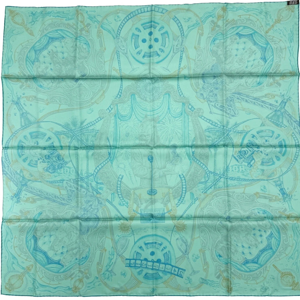 Horse Kare90 Green The HERMES Hermes New) Blue (Like Silk Pre-Owned Gray Ladies Horsewards Large Scarf Award