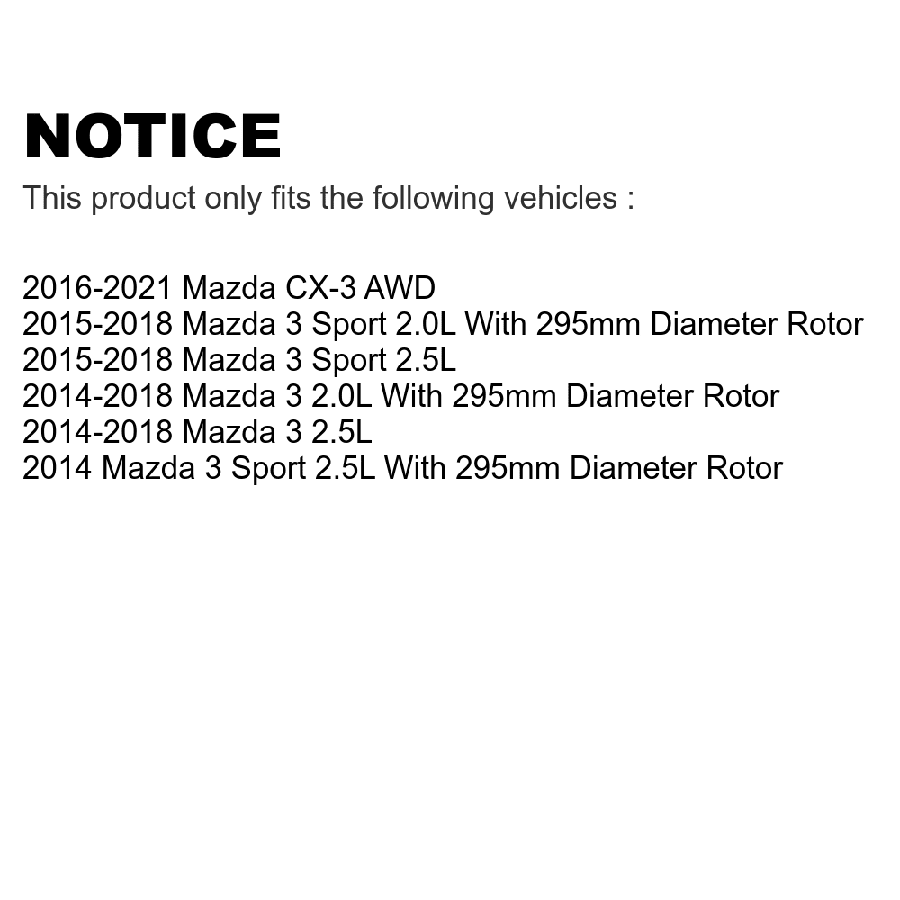 Sport Front Disc Brake Slotted Rotors Pair CX-3 Drilled KD-100093 3 For Coated Mazda