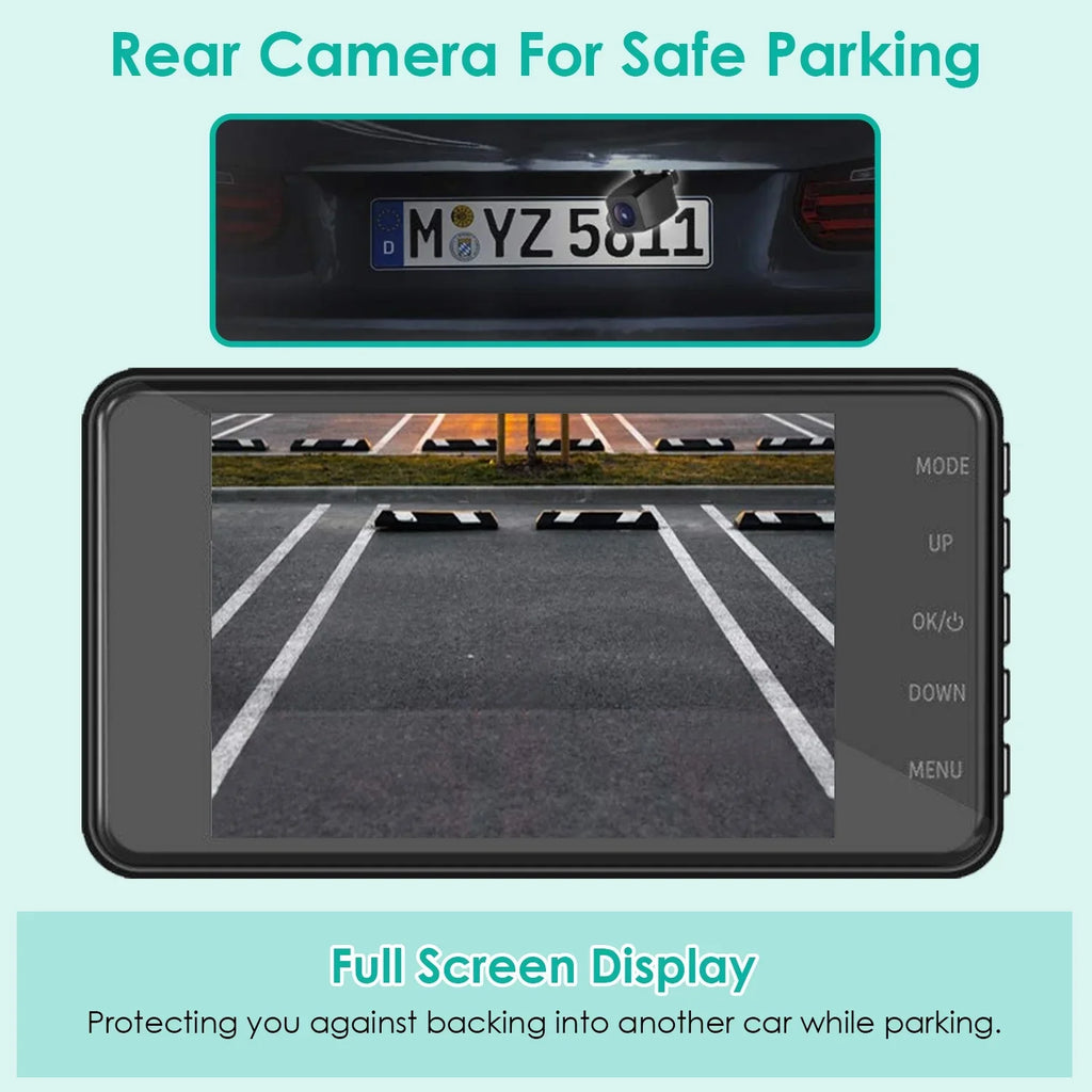 and Cam Camera with iMounTEK Rear IPS Car Dash Dashcams 4in Dual 1080P for Taxi Front Driving for Cars Touch Recorder Screen