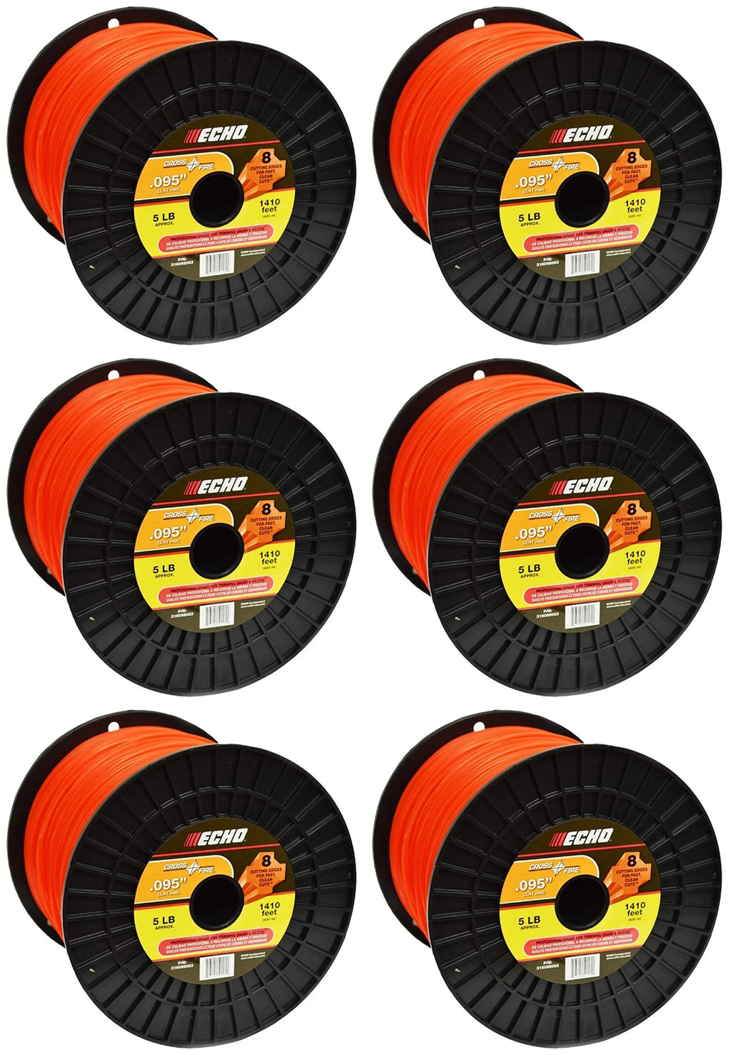Trimmer Spool .095" Lb 316095053-6PK (dia.) Echo Cross-Fire Line Genuine 5