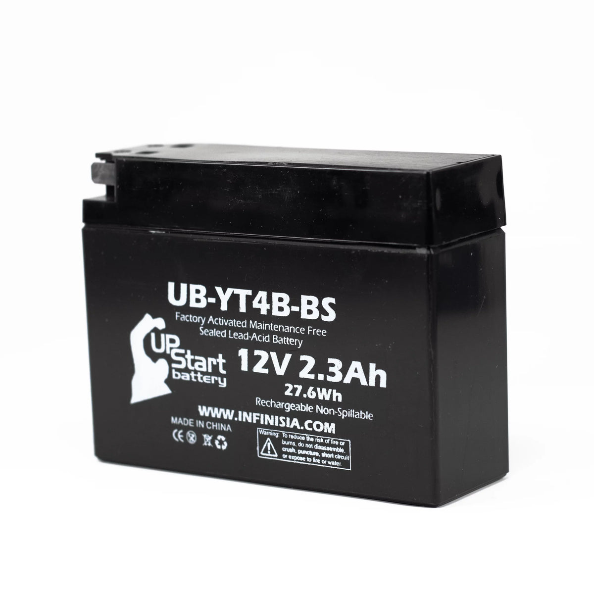 12V, - 2.3Ah, UpStart Activated, SR400 Battery Yamaha 5-Pack UB-YT4B-BS Maintenance Free, Replacement Motorcycle 2004 400CC for Factory Battery