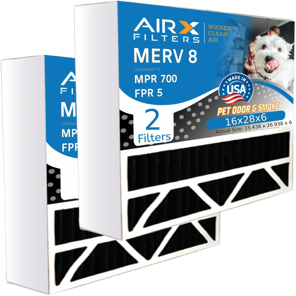 Filter Air Eliminator Aprilaire FILTERS Filter & WICKED Compatible Pack 5 MPR Odor by AIRX FPR to Carbon MERV CLEAN 700 8 with 16x28x6 Comparable AIR. 401 2