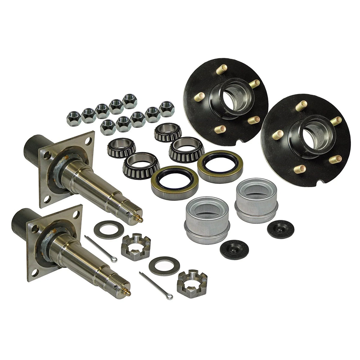 1-1/16 of &amp; 4-1/2 Includes 1-3/8 on Inch Flanged, Spindles - Trailer Hub Tapered Inch Inch 5-Bolt Assemblies (2) to Bearings Pair