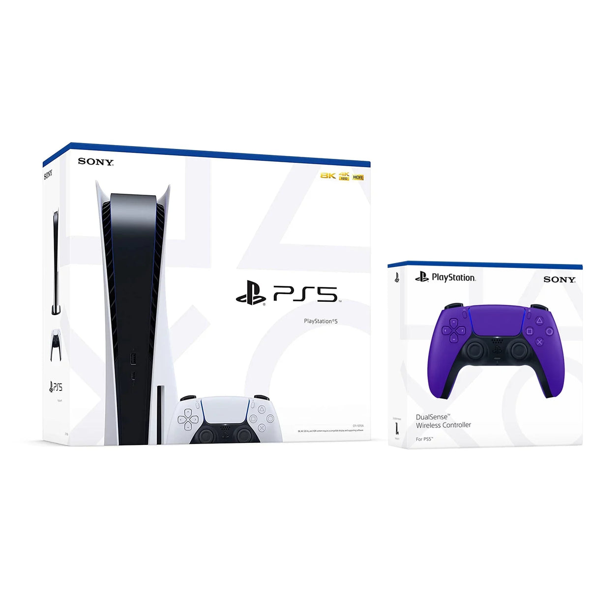 Playstation Disc Controller (Sony - 5 Version Dual Extra Galactic Sony Disc) Purple PS5 with Station and Charging Bundle