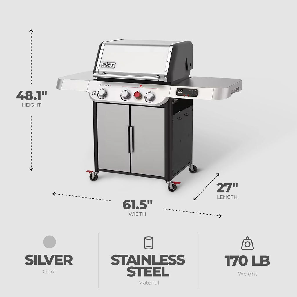 SX-325s Genesis Grilling Smart Grill in Gas Stainless Steel Smart Technology with Propane Weber 3-Burner Connect
