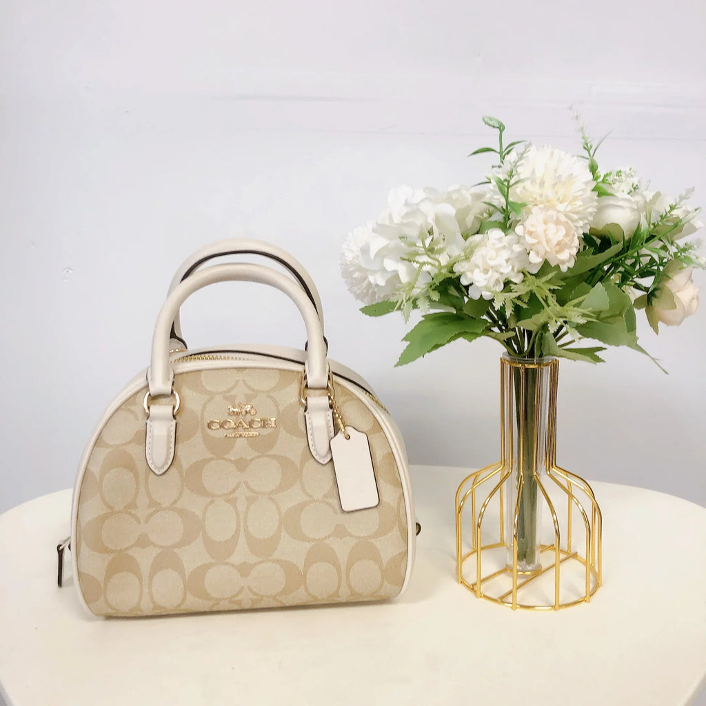 IN Satchel In Canvas CA591 Sydney KHAKI LIGHT Coach Signature CHALK