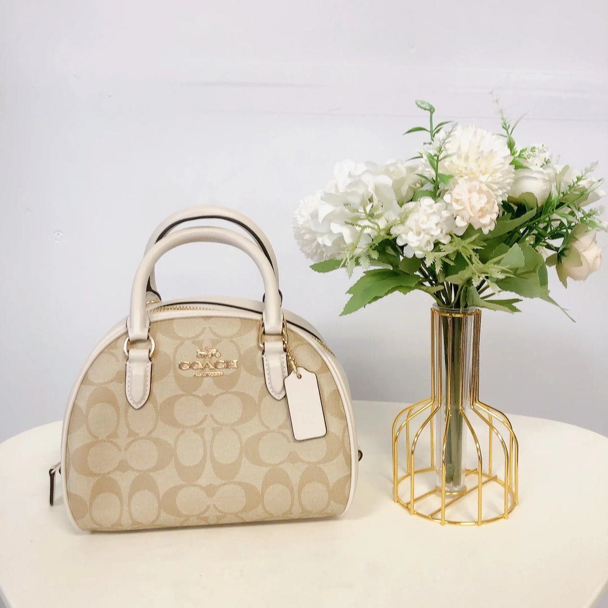 IN Satchel In Canvas CA591 Sydney KHAKI LIGHT Coach Signature CHALK
