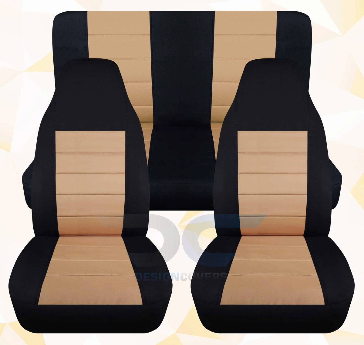 LJ Jeep Tone Two Tan Set Wrangler and - 2003-2006 with Front&Rear Full Covers:Black T233-Designcovers Seat Compatible