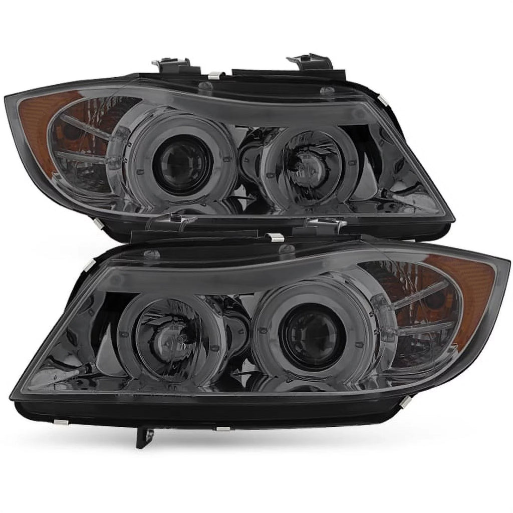 BMW Projector BMW 3-Series BMW LED Fits Fits 2006 Smoked 2007-2008 Sedan 06-08 Headlights E90 [Eye 325 328, Halo Lid] select: