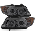 BMW Projector BMW 3-Series BMW LED Fits Fits 2006 Smoked 2007-2008 Sedan 06-08 Headlights E90 [Eye 325 328, Halo Lid] select:
