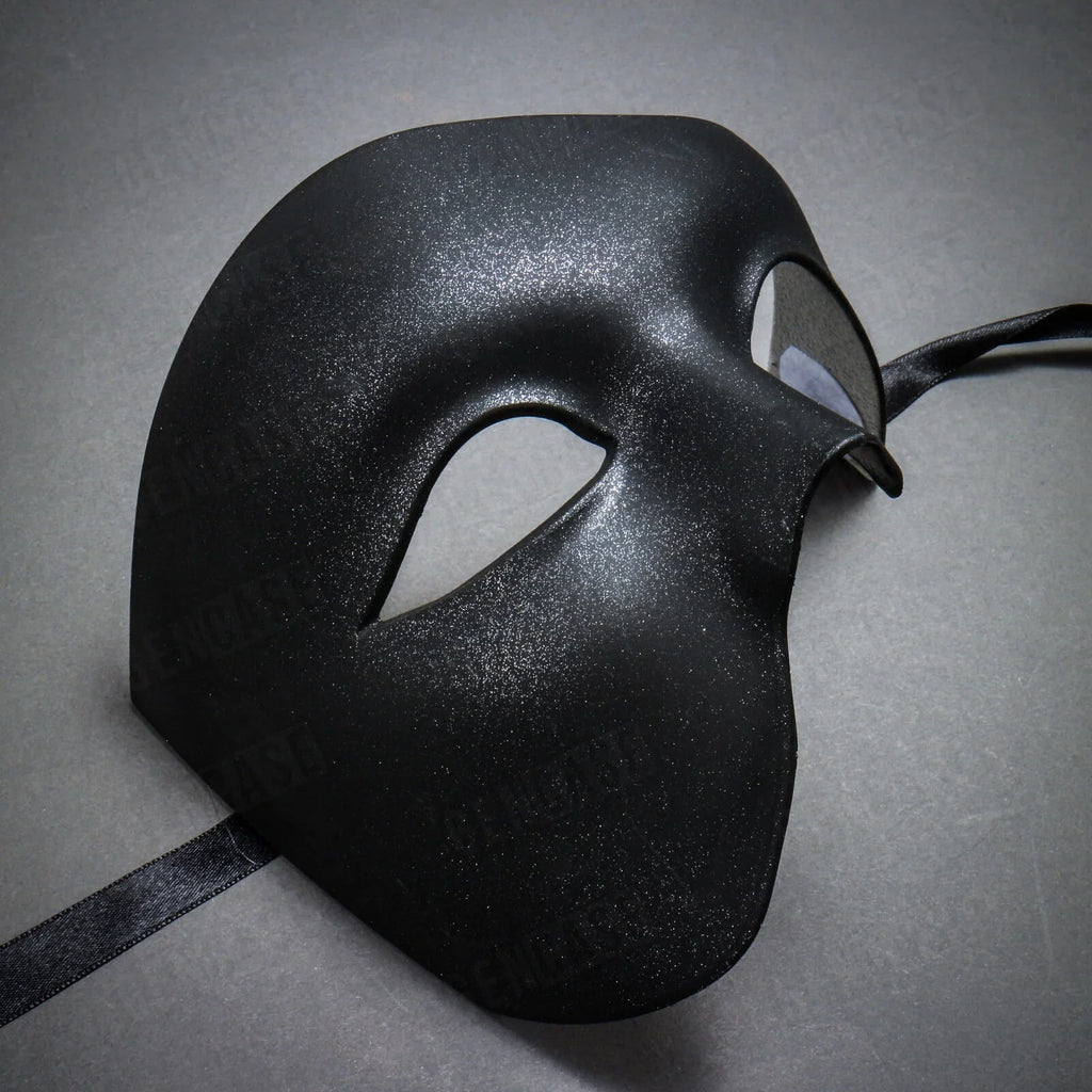 Vintage | Face Plain Phantom Venetian Half Halloween Masquerade Costume Mask Black