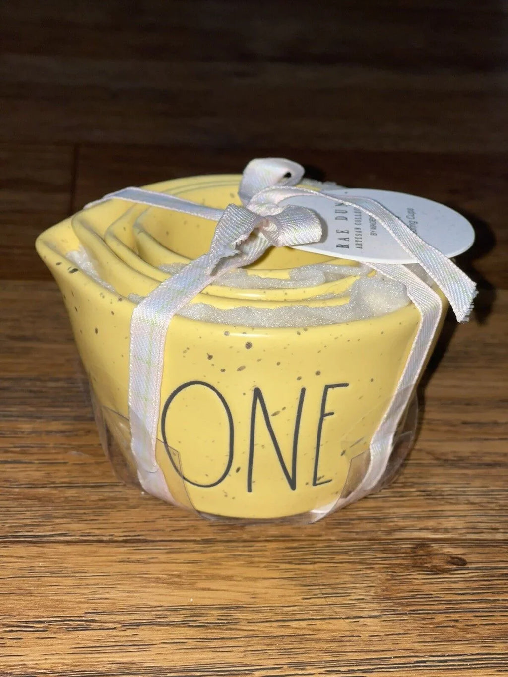 One of Half Quarter set Kitchen Cups each Ceramic Black Measuring Rae 4-piece Speckled Third 1 Dunn Yellow Cup Lettering includes