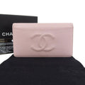 logo series caviar A48651 here pink Pre-Owned bi-fold Chanel skin wallet long (Good) 16 CHANEL mark