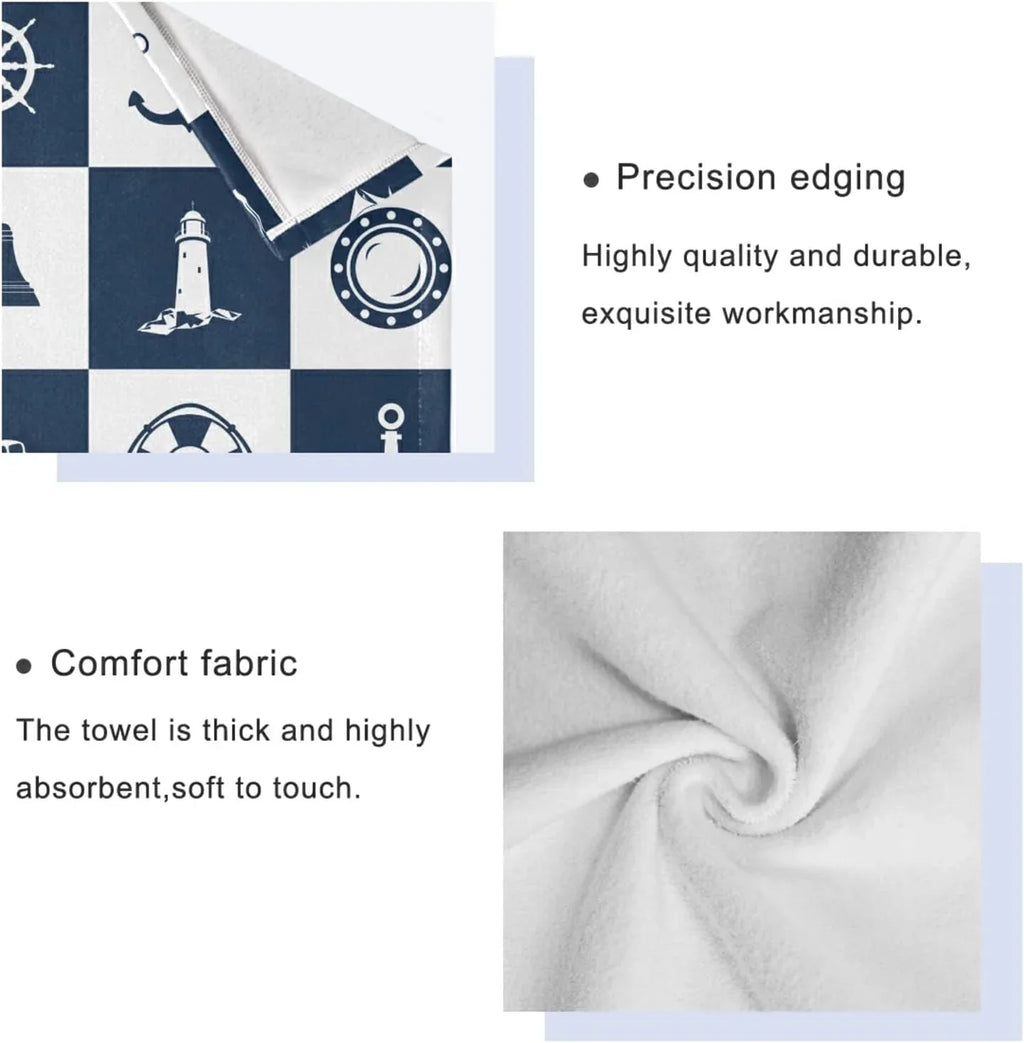 Towels for Checked Vessel 3 Decorative Dreamtimes Absorbent Bathroom Towels Anchor Sailing Soft Sets Towel Lighthouse Cotton Fingertip Piece Hand Bath