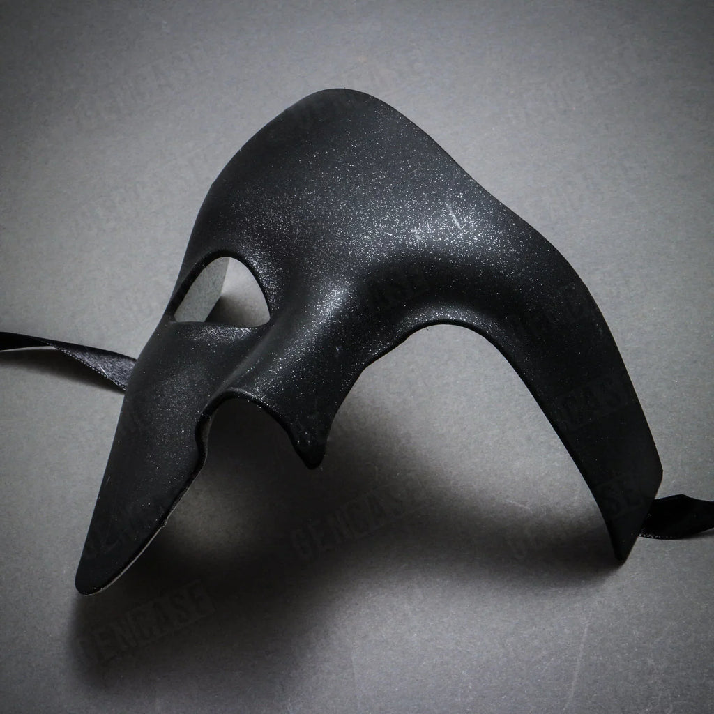Vintage | Face Plain Phantom Venetian Half Halloween Masquerade Costume Mask Black