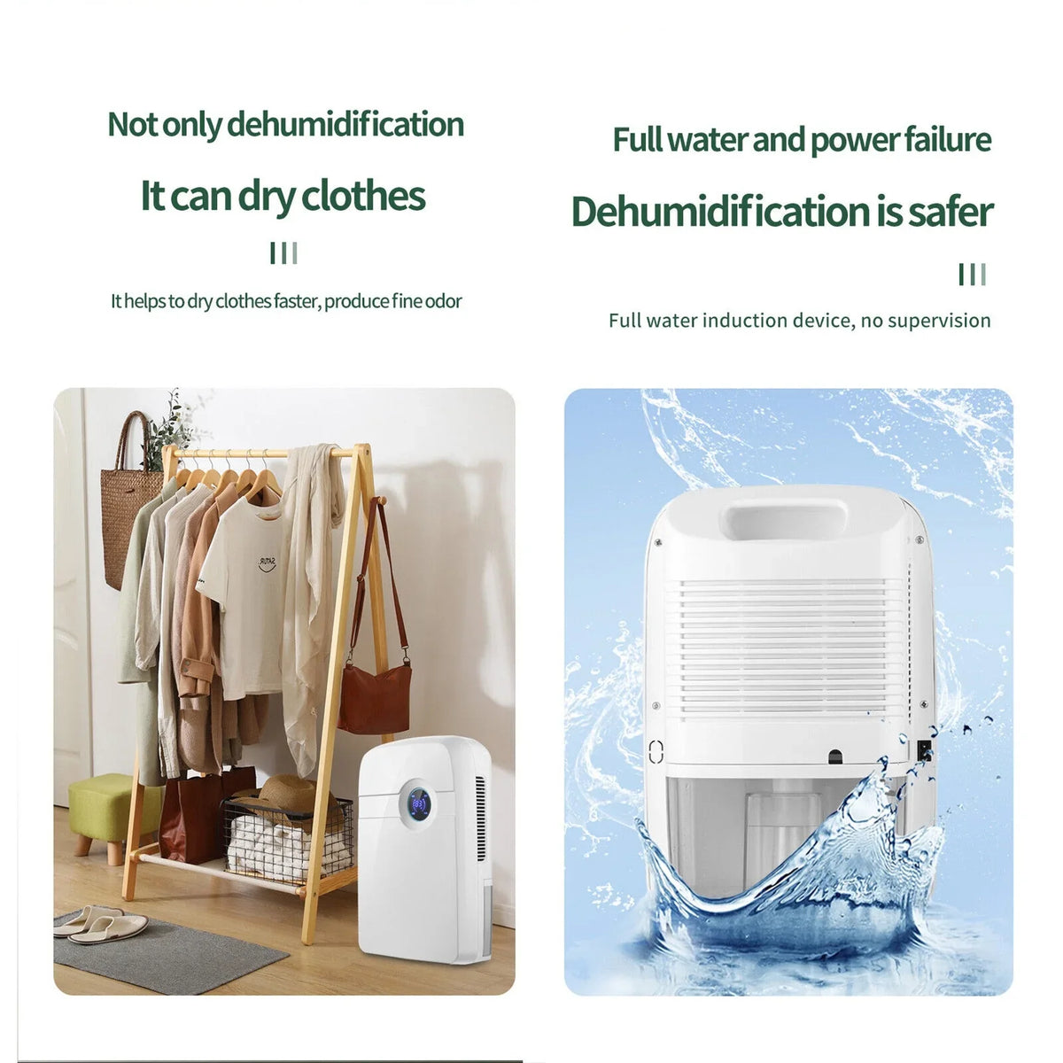 Water Tank RV for Hose ZhdnBhnos 2.5L Garage Portable Moisture w/ Compact Bedroom MIni Caravan Dryer Dehumidifier Drain