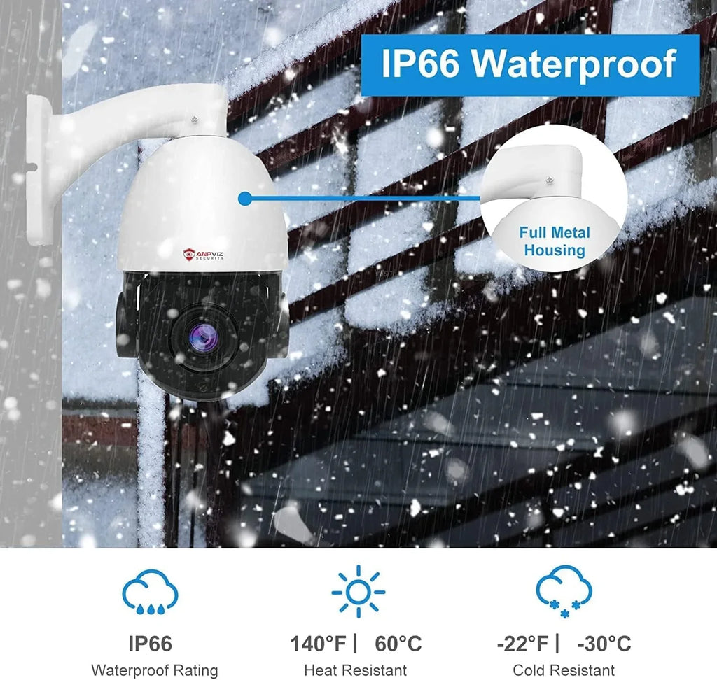 Detection, 8MP with Pan Optical Vision, IP66 Mic/Audio, Outdoor Zoom, IP IP Indoor 20X PTZ Metal, Camera Surveillance 360°/Tilt Person Security Camera 90°, PTZ Anpviz IR Night Vehicle PoE Waterproof