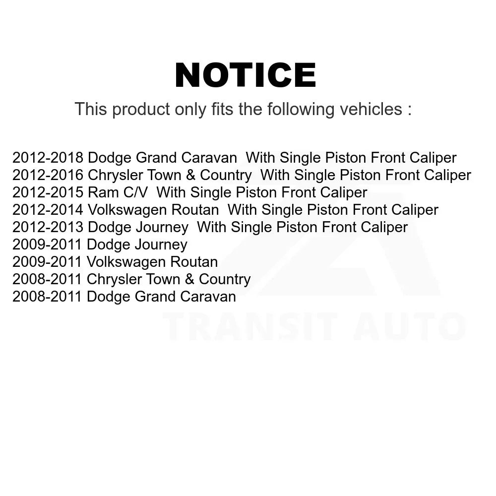 K8-100241 Journey Volkswagen Disc Chrysler Ram C/V Town Dodge Front Grand Country Brake For Rotors Routan & Pair Caravan