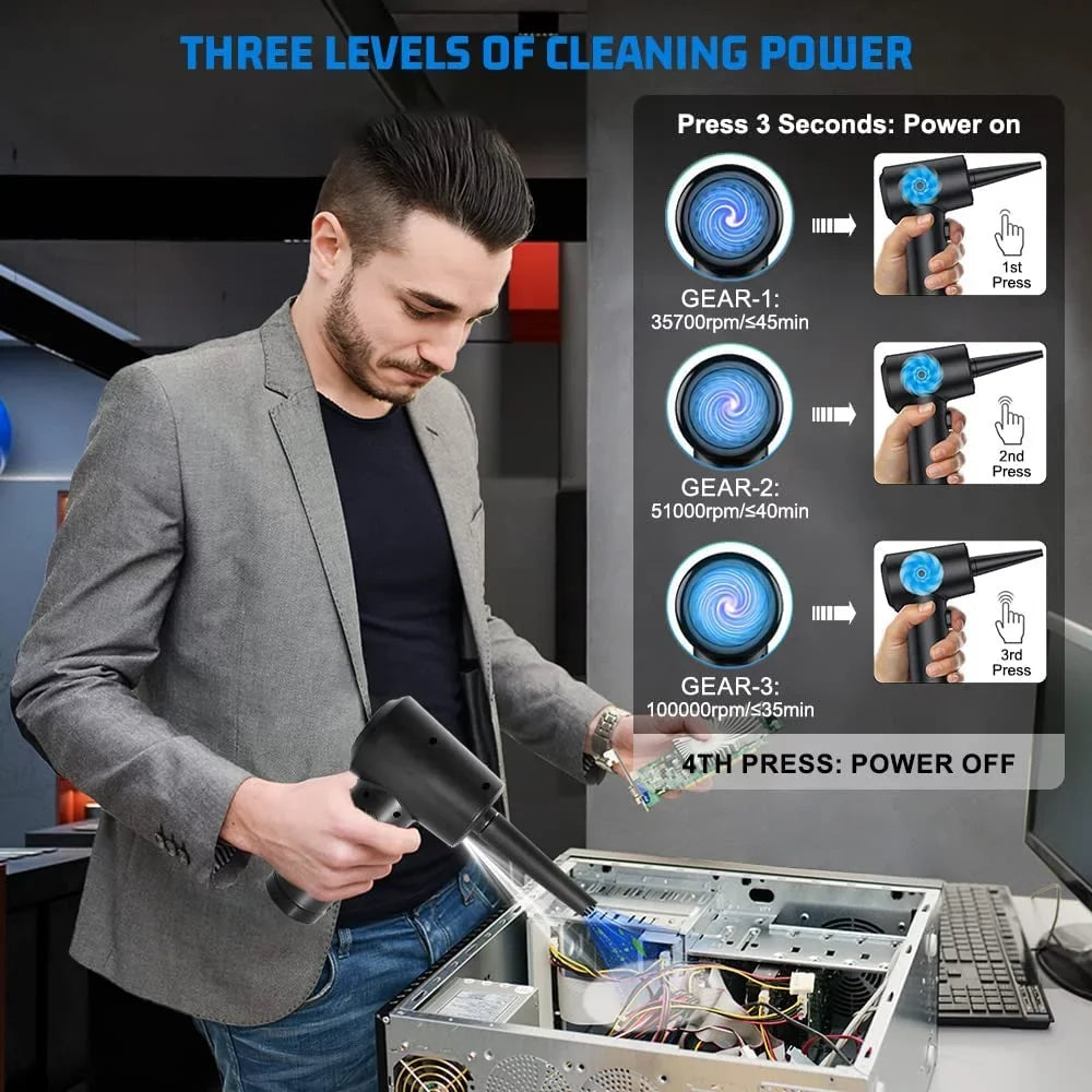 Good Computer Replacement Air Keyboard 7600mAh Electric Cans Adjustment, Rechargeable 3 & Air Reusable Compressed Air for for Gears Cleaner Compressed 100000RPM Office, Cordless Duster Duster,