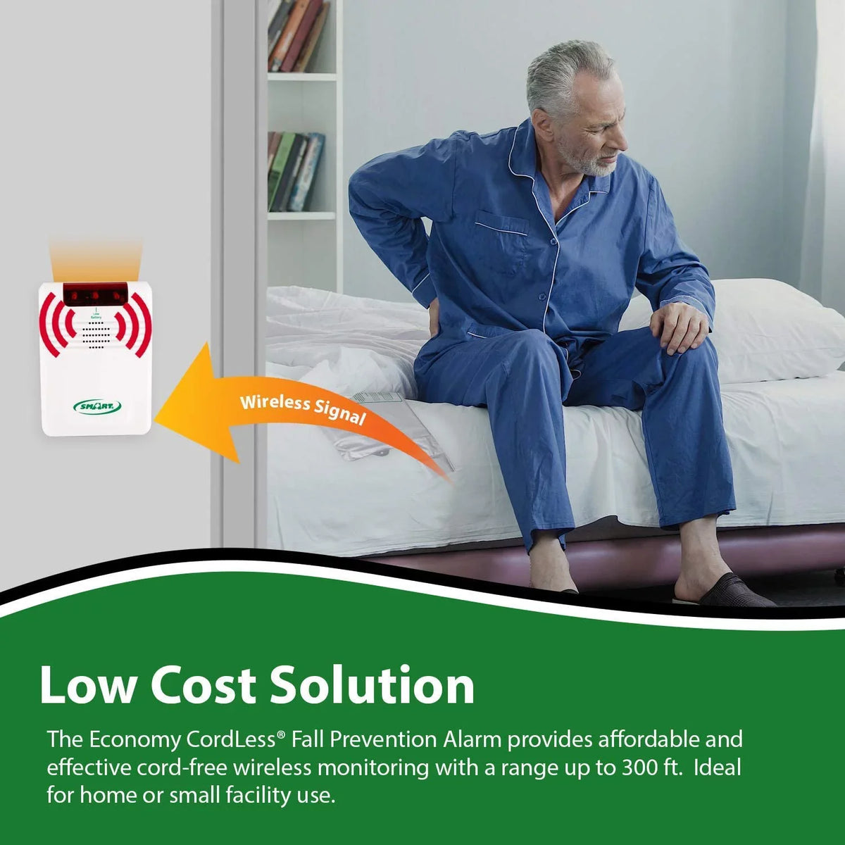 Alarm Weight Wireless Smart x Bed Monitor (10” Bed AC - Adapter 30”) Cordless Alert with and Alarm Sensing Remote Caregiver System Pad
