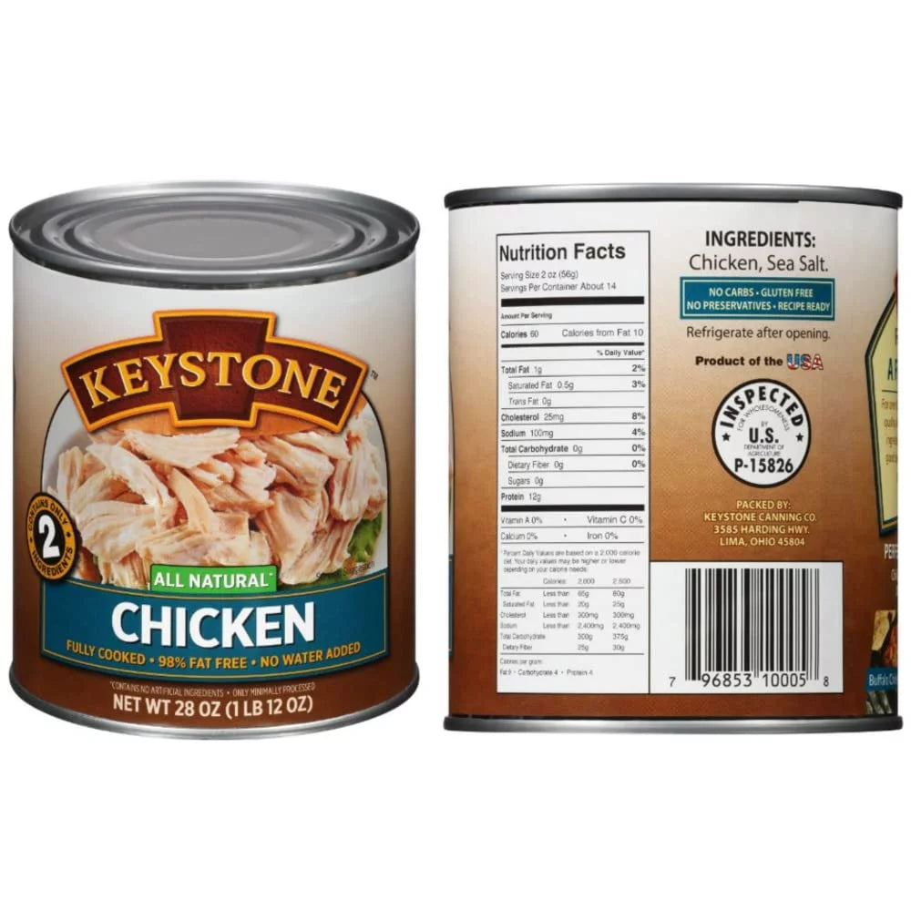 of Chicken Life 28oz Long Cans Combo Ready Food Keystone Survival ✅ Each) (9 Shelf eat Natural Cans 3 and Camping to Beef, Emergency - ✅ Pork All