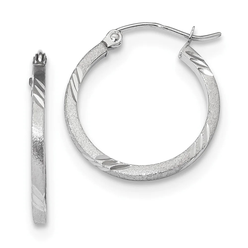 and Teens; for Women Square 14kt Adults Earrings; Real Tube Hoop and Gold Princess Men for Satin Diamond-cut White