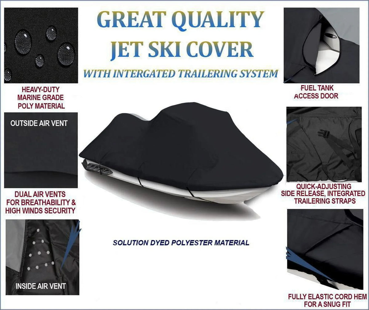 Cover Polaris Compatible BLACK 600D Limited 785 Seater for 1-2 SKI Pro PWC JET 2001