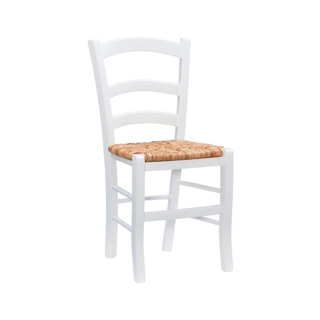 Linon White Karsyn Set Side Rush in Chairs Back of Seat Finish Two Ladder Wood