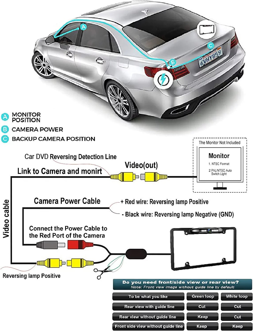 Rearview Black ALPINE Frame INEW970HD Plate for Absolute Camera License INE-W970HD Backup