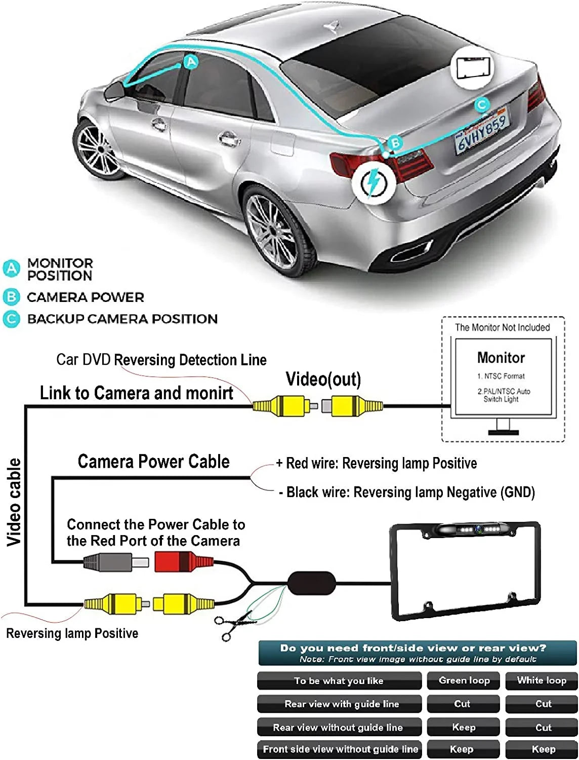 Rearview Black ALPINE Frame INEW970HD Plate for Absolute Camera License INE-W970HD Backup