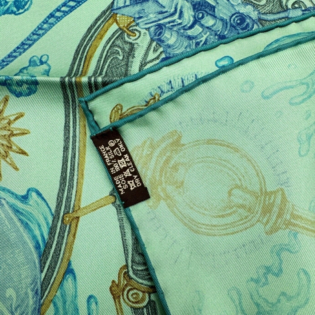 Horse Kare90 Green The HERMES Hermes New) Blue (Like Silk Pre-Owned Gray Ladies Horsewards Large Scarf Award