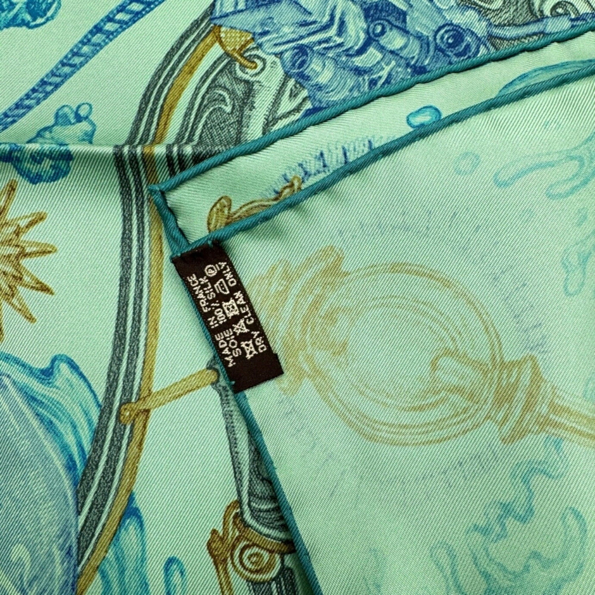 Horse Kare90 Green The HERMES Hermes New) Blue (Like Silk Pre-Owned Gray Ladies Horsewards Large Scarf Award