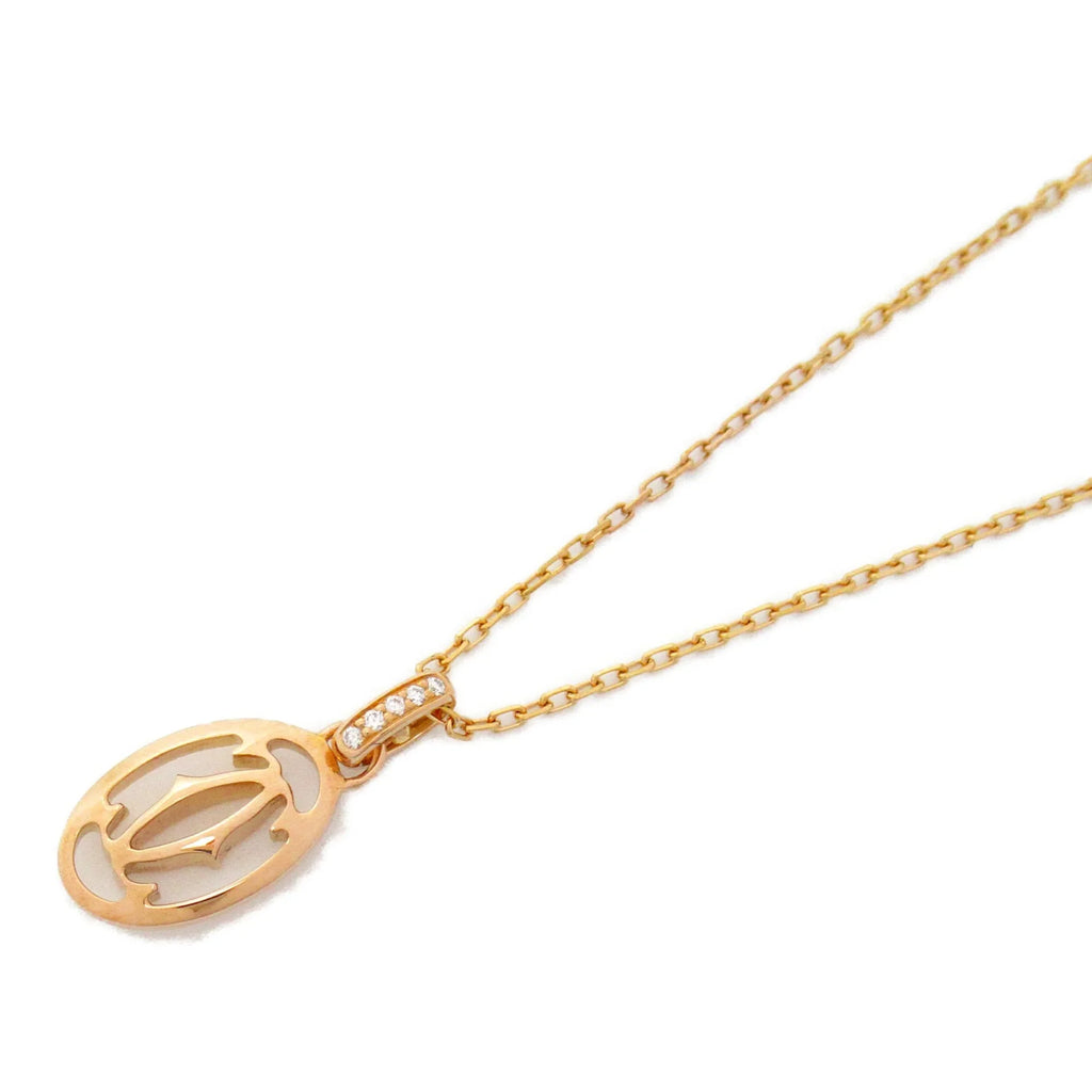 diamond Necklace Clear (Good) Gold) CARTIER Necklace double Pre-Owned K18PG(Rose Logo Clear