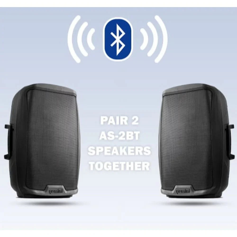System Bluetooth AS-2115BT Sound Active PA Pro Speakers Gemini Inch DJ 2000 Watts Audio 15"