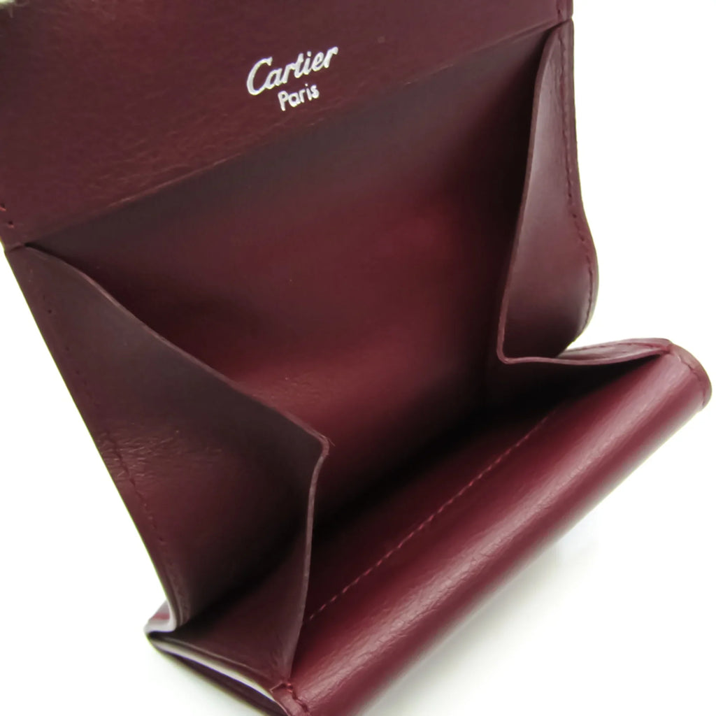 Calfskin (Good) Cartier Case Pre-Owned Bordeaux L3000570 Unisex Purse/coin Coin Cabochon