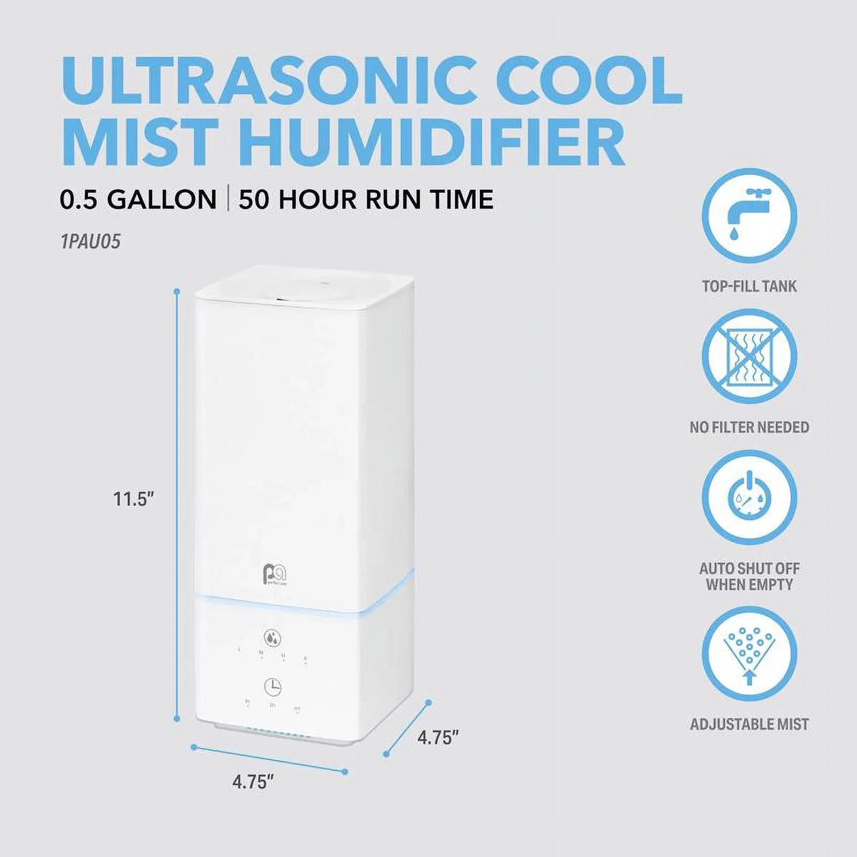 Aire Perfect gal Ultrasonic Electronic 0.53 Humidifier