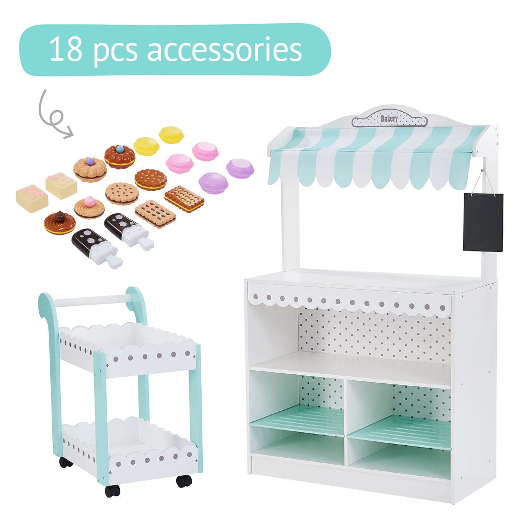 My Wooden Dream Set Teamson Bakery Cart Kids Pastry Play Shop and