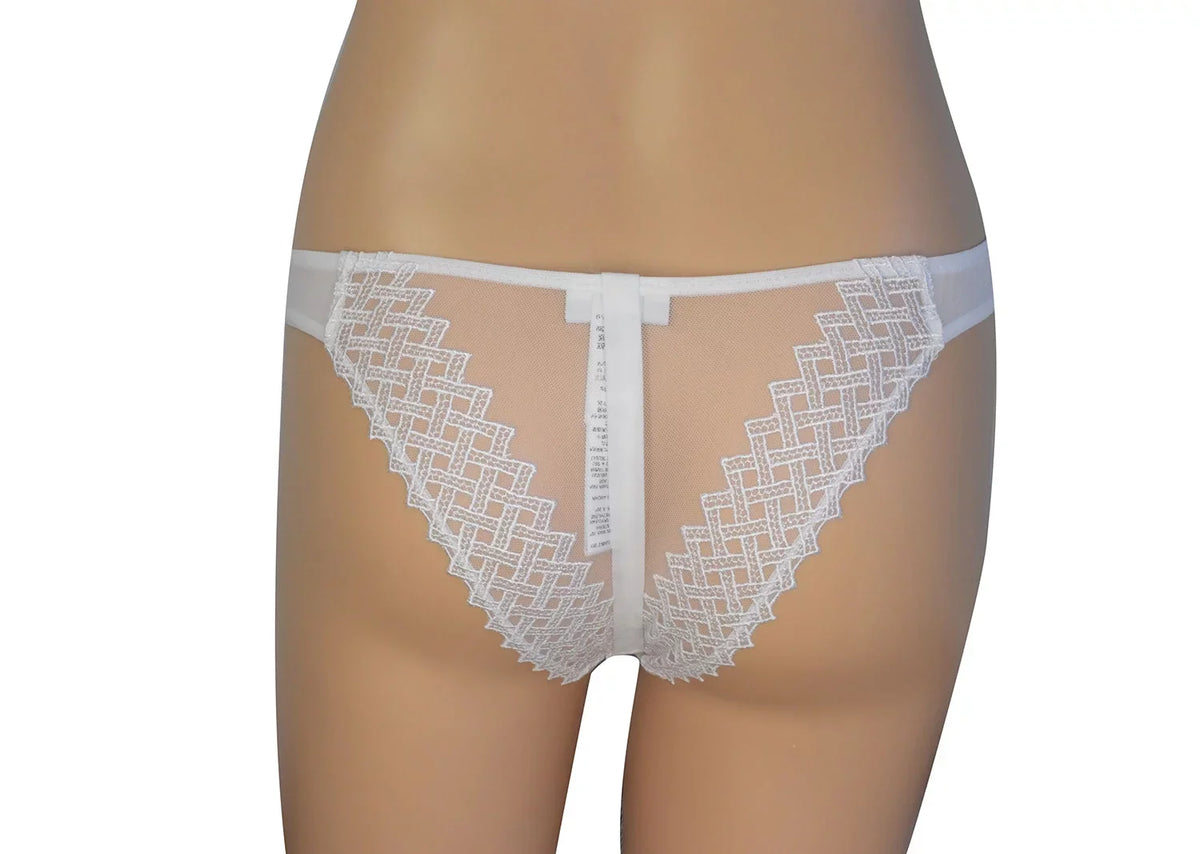 (XS) Perla Lace Thong La White Trim Women's