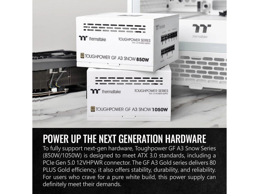 10 PS-TPD-1050FNFAGU-N; A3 Gold GF Warranty Included; Ready ATX Thermaltake Power 1050W Snow 12VHPWR 80+ 3.0 Gen.5 PCIe Supply; Edition Full SLI/Crossfire Year Connector Modular 600W Toughpower