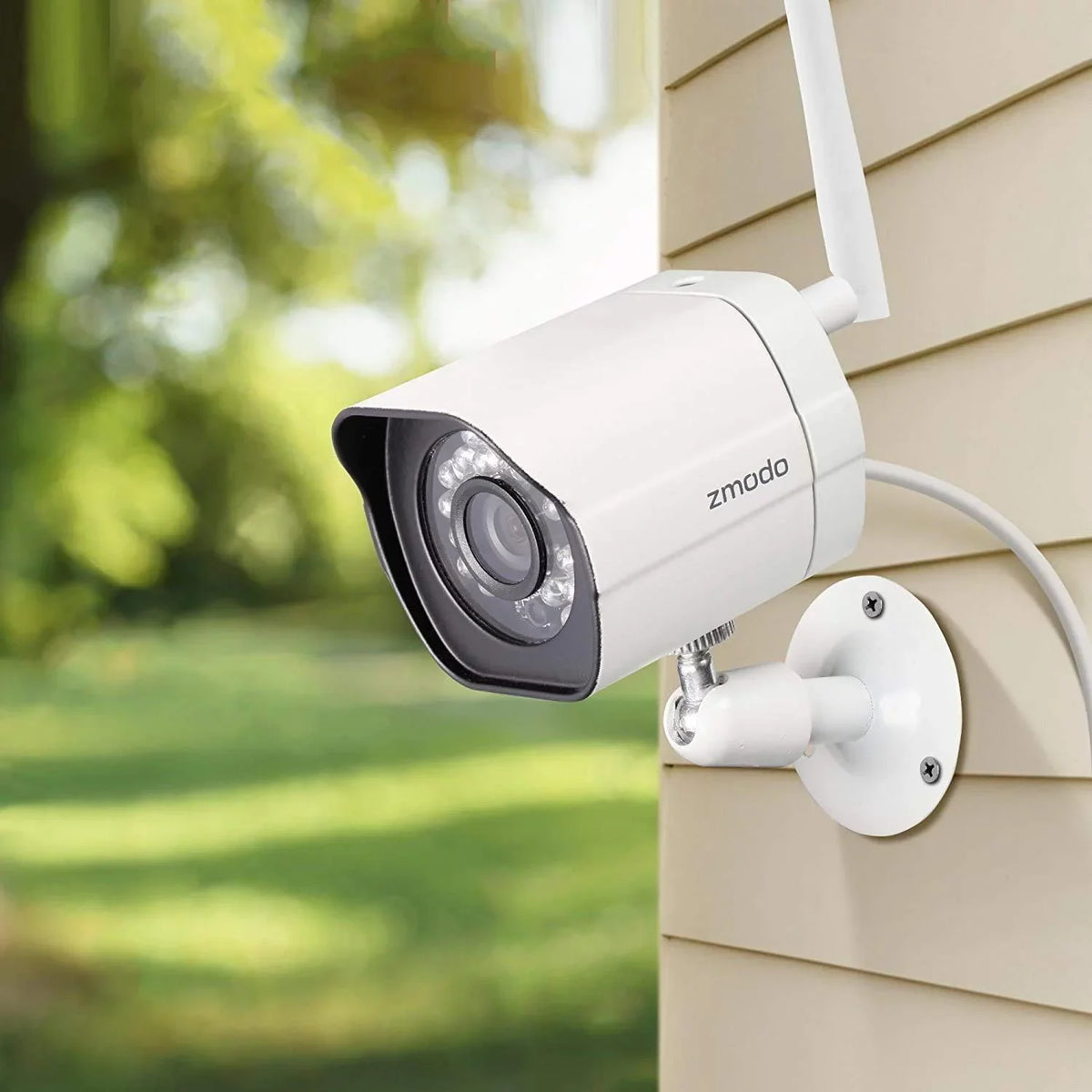 Security Outdoor Camera Night Zmodo Cameras Plug-In, Pack 2 Wireless Alexa System with WiFi IP Compatible Vision Smart