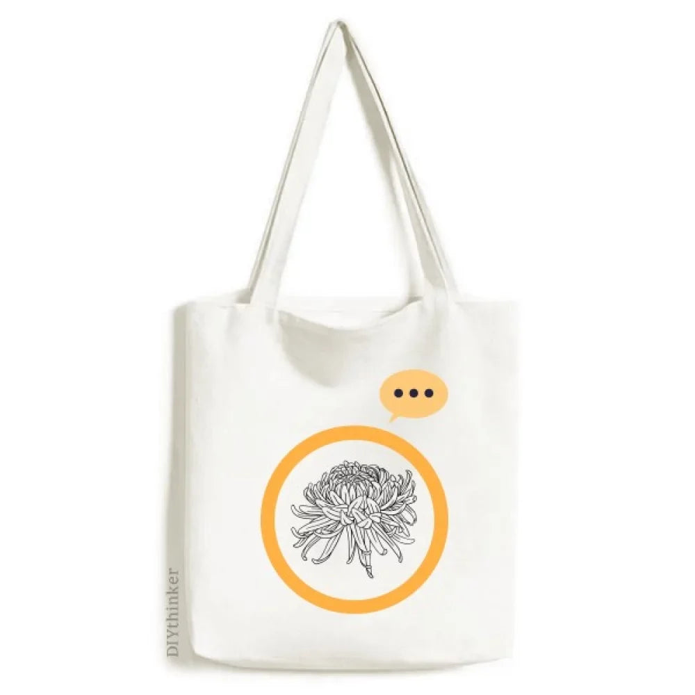 Flower Tote Sack Bag Shoulder Canvas Illustration Expression Chrysanthemum