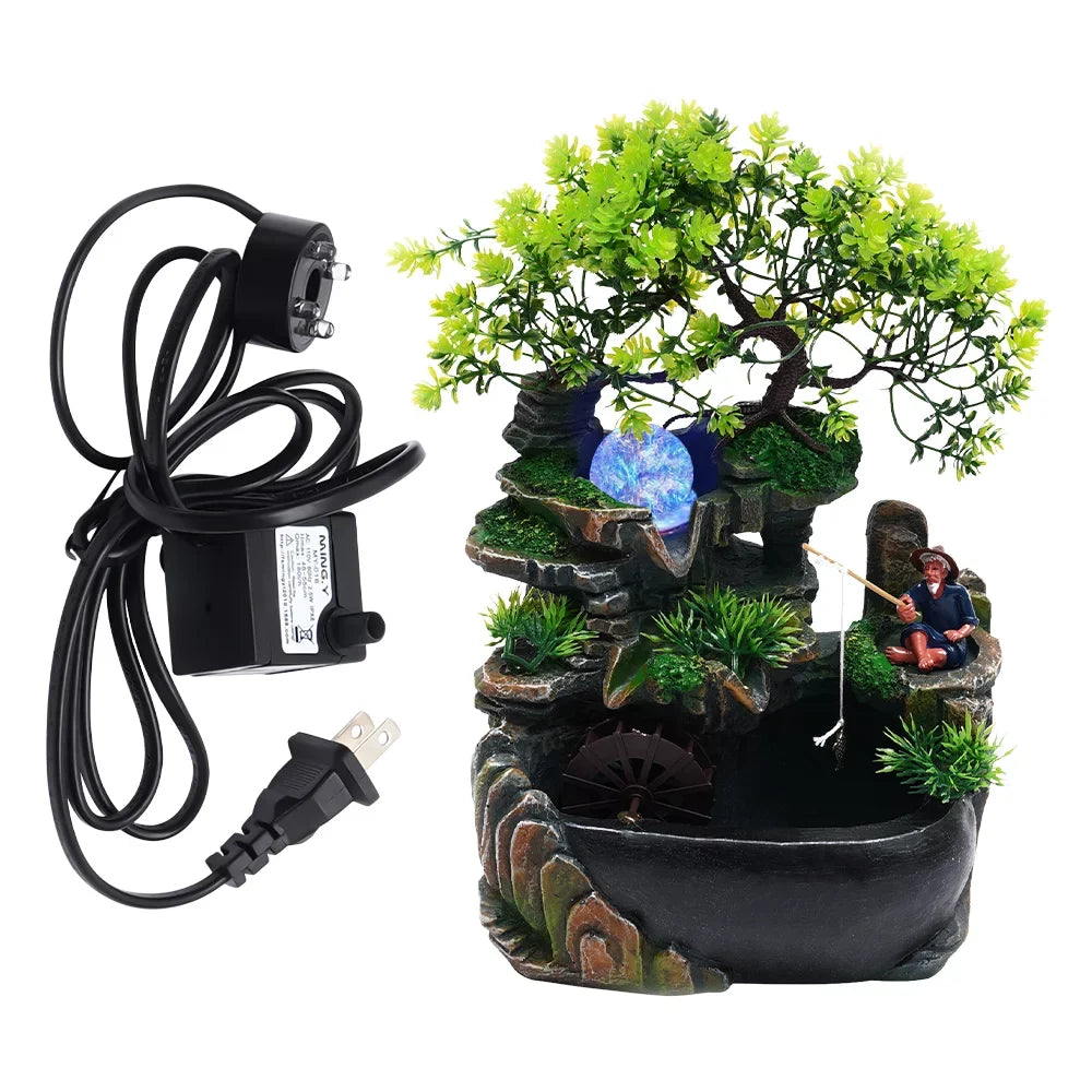 Fengshui Fountain Ornament Waterfall Miumaeov Rockery Decor Zen Desktop