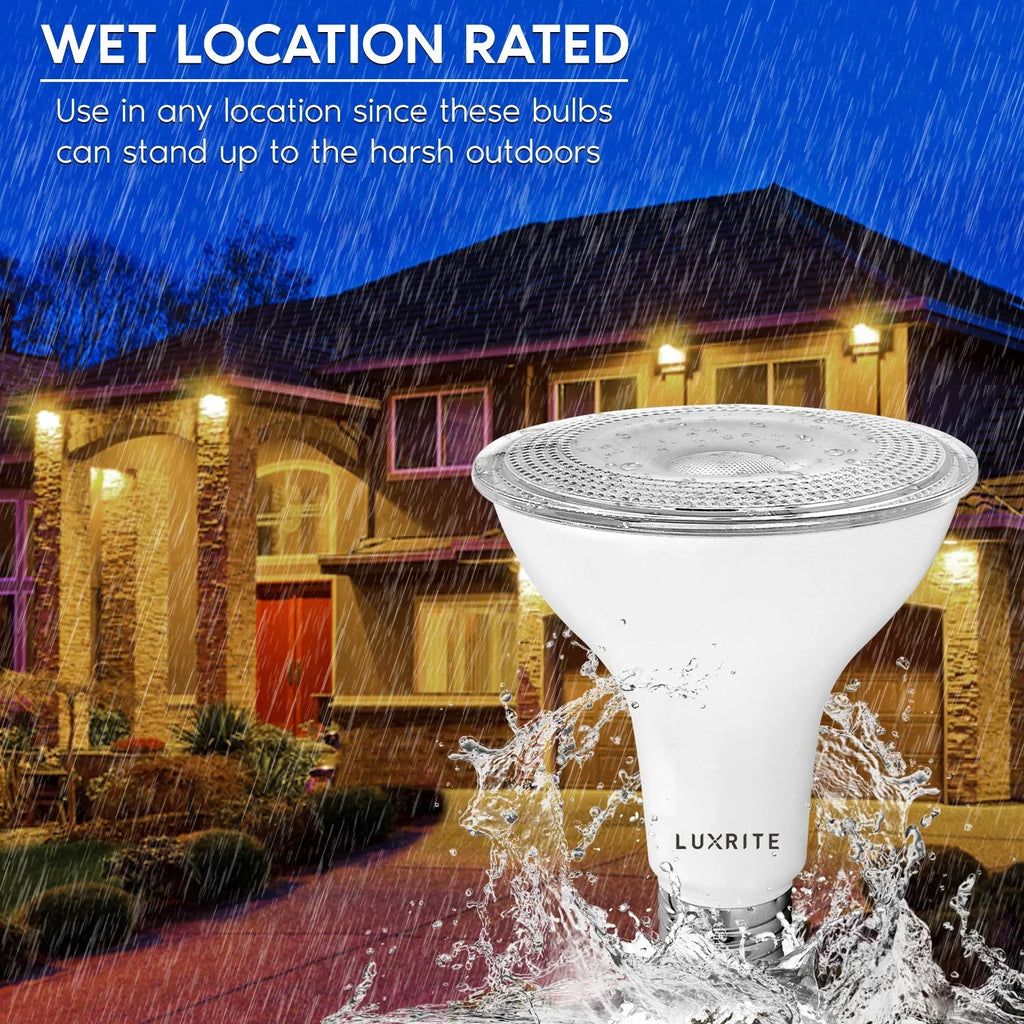 Listed 850 Lumens Warm Wet Rated PAR30 UL Flood Luxrite 6-Pack Base Dimmable LED Bulb E26 11W White 2700K Light