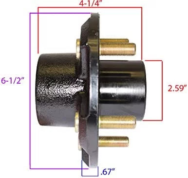 1-1/16 of &amp; 4-1/2 Includes 1-3/8 on Inch Flanged, Spindles - Trailer Hub Tapered Inch Inch 5-Bolt Assemblies (2) to Bearings Pair