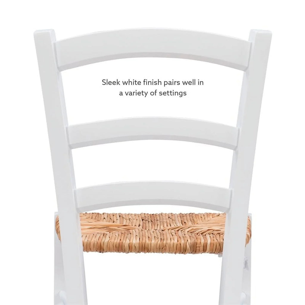 Linon White Karsyn Set Side Rush in Chairs Back of Seat Finish Two Ladder Wood
