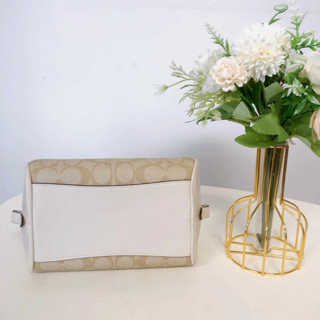 IN Satchel In Canvas CA591 Sydney KHAKI LIGHT Coach Signature CHALK