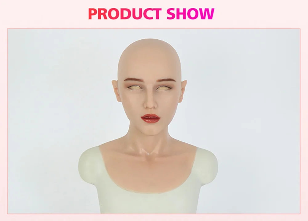 ROANYER Realistic Cosplay Mask Crossdresser Human Skin Silicone Face Female