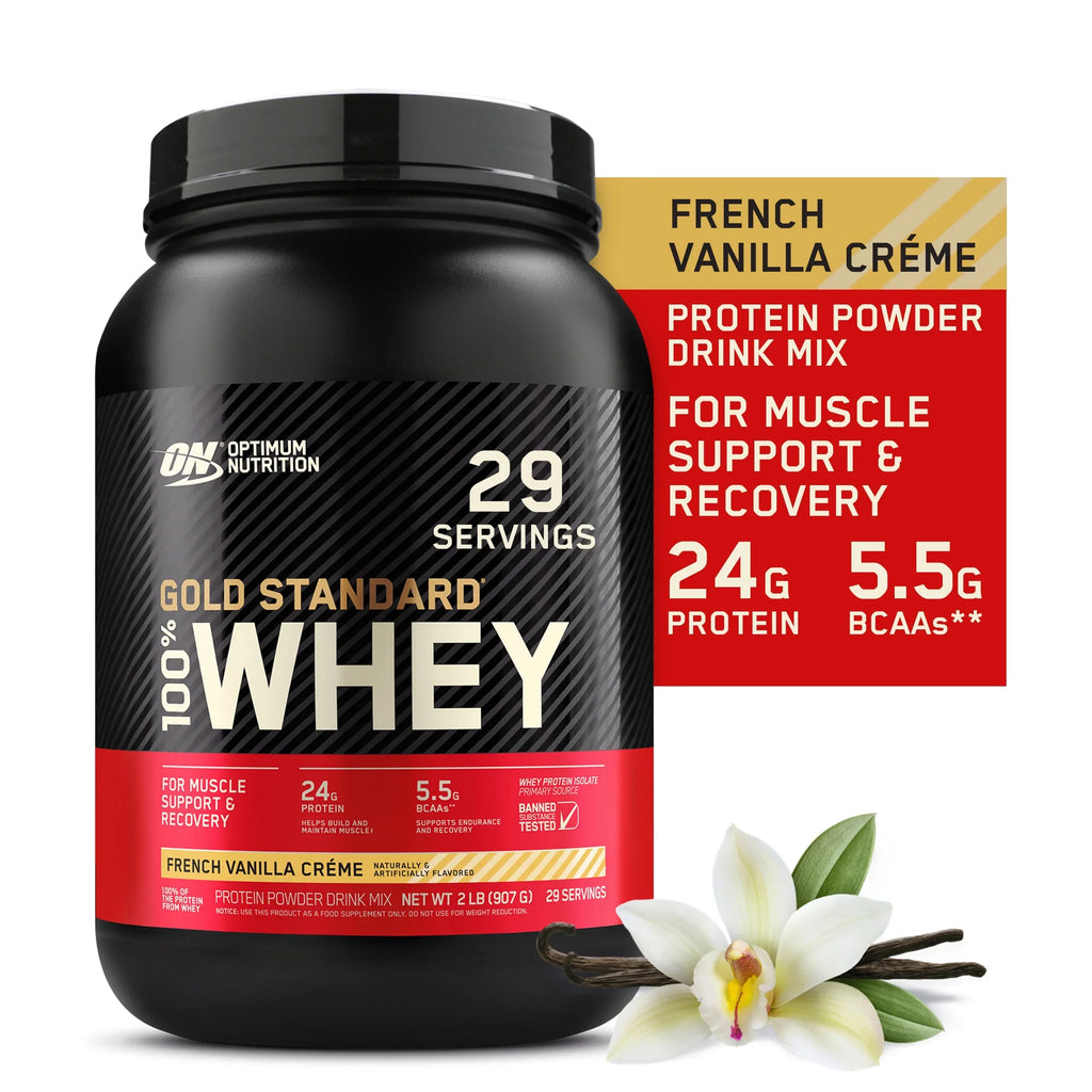 Optimum Creme, 100% Standard Nutrition, Servings Vanilla Protein 2 Whey 29 French Gold lb, Powder,